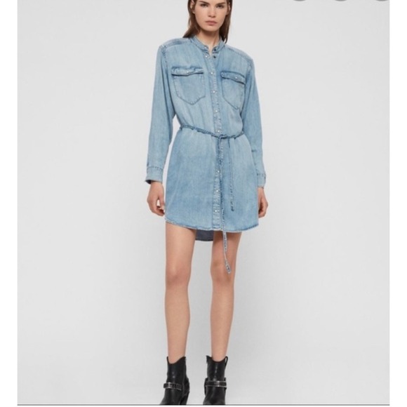 All Saints Dresses & Skirts - All Saints Loe Snap Front Denim Shirt Dress Size XS